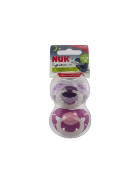 NUK Signature Night Chupeta Silicone 18-36m x2