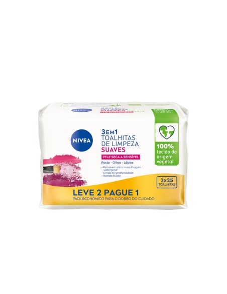 Nivea Duo Toalhitas de Limpeza Suaves Pele 25 Unidades