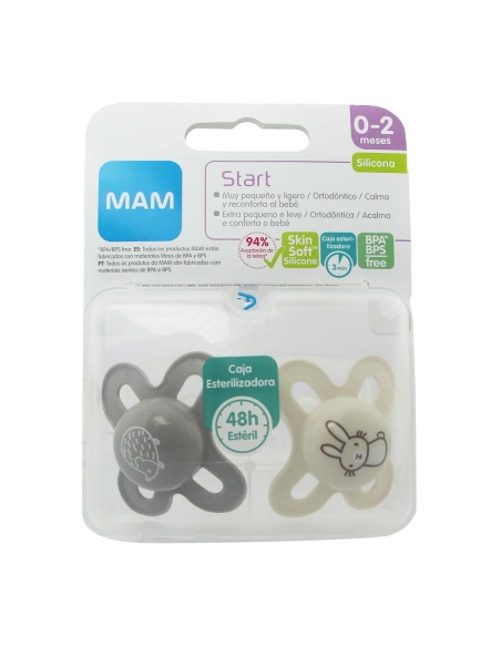 Mam Start Chupeta Silicone 0-2m Cinzento 2 Unidades