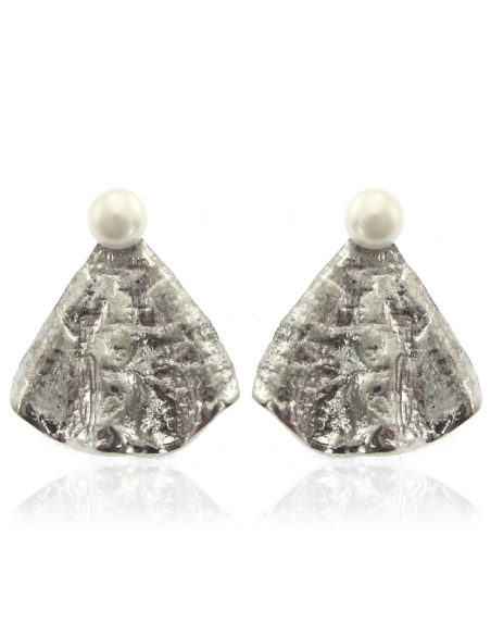 MRIO Classic Brincos 3 Flores e Pérola Prata Dourada