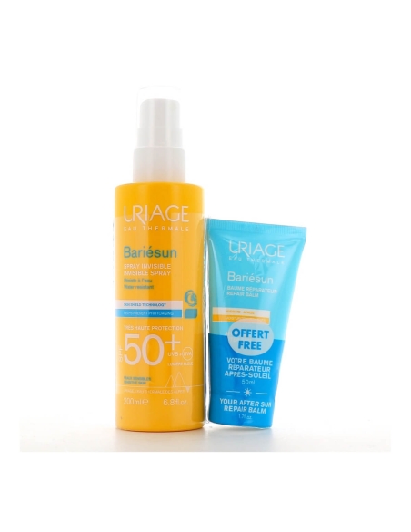 Uriage Pack Bariésun Spray Invisível SPF50 200ml e Bariésun Pós-Solar Bálsamo Reparador 50ml