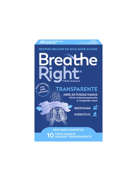 Breathe Right Tiras Nasais Transparentes Grandes x 10