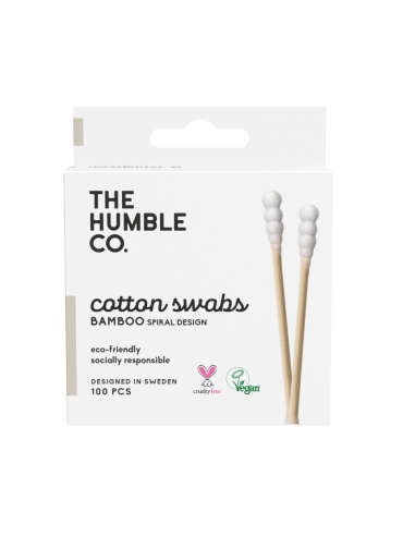 The Humble Co. Cotonetes em Bambu e Algodão Biológico Brancos Ponta Espiral 100 Unidades