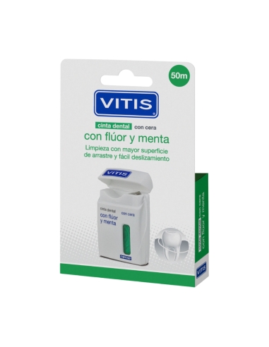 Vitis Fita Dentária Encerado Menta e Fluor 50m