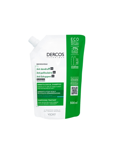 Dercos Champô Anti-Caspa Cabelos Oleosos Recarga 500ml