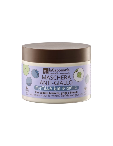 laSaponaria Mascara Anti Amarelo para Cabelos Brancos Grisalhos e Louros Mirtilo e Amla 200ml
