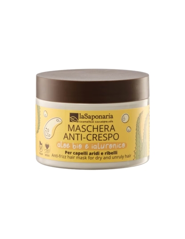 laSaponaria Mascara Anti Frizz Cabelos Secos e Rebeldes Aloe e Acido Hialuronico 200ml
