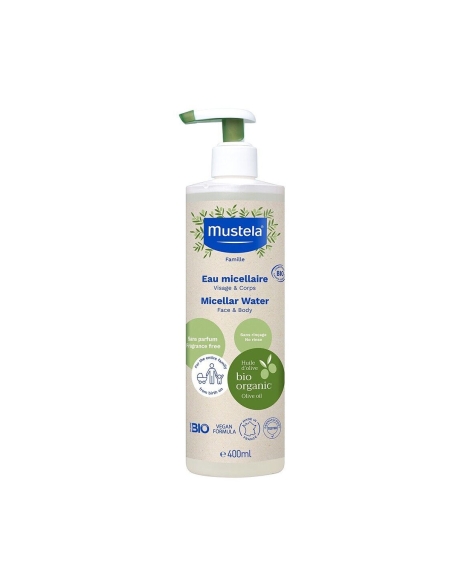 Mustela Bio Água Micelar Rosto Corpo e Muda da Fralda 400ml