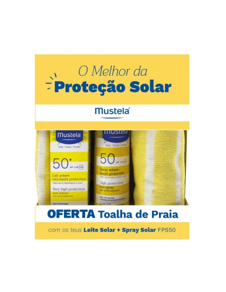 Mustela Pack Leite & Spray Solar SPF50 & Toalha Praia
