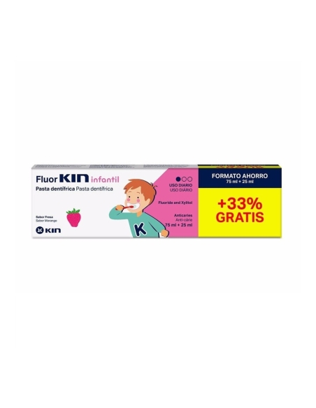 Kin Fluor Infantil Pasta Dentifrica Morango 75ml com 25ml