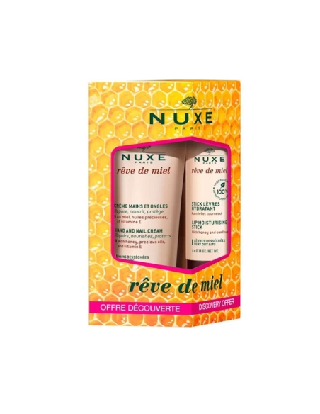 Nuxe Rêve de Miel Pack Creme de Mãos e Unhas 30ml + Batom Hidratante 4gr