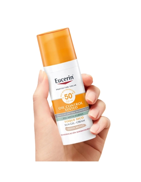 Eucerin Sun Oil Control Tinted Gel-Creme Toque Seco Médio SPF50+ 50ml
