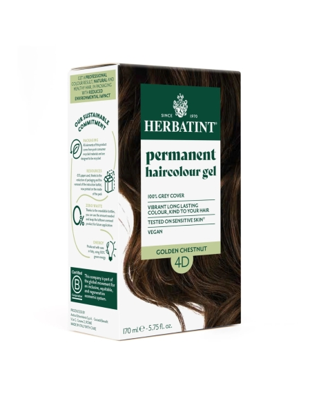 Herbatint Gel Colorante Capilar Permanente 4D Castanho Dourado 150ml